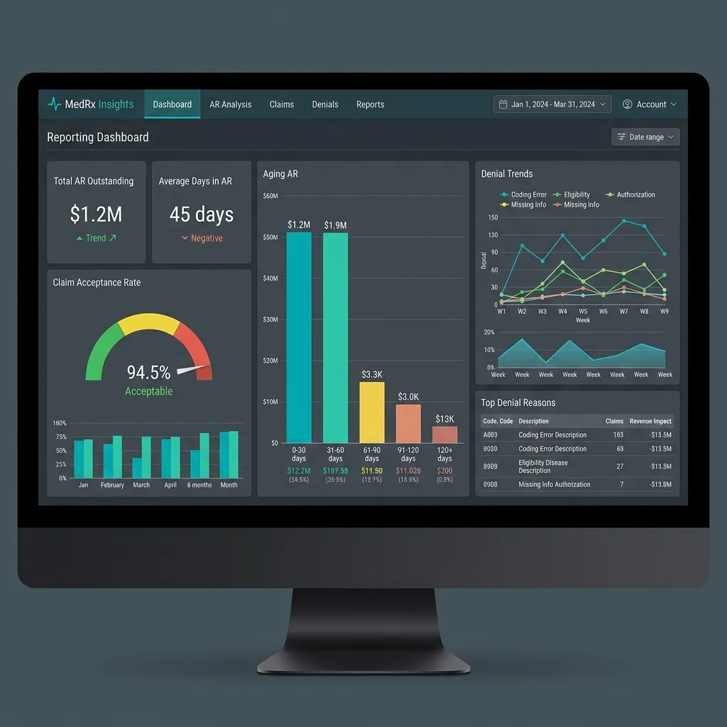 Coding and denial trends reporting dashboard